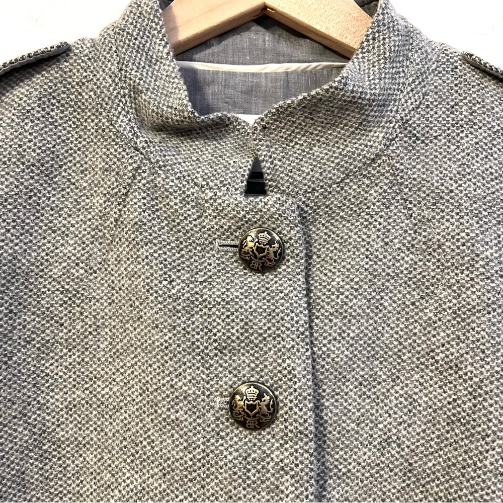 Banana Republic Women’s Wool Blend Blazer Size 14 Jacket Gray Military Style - Picture 4 of 9